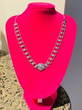 Camelia Choker S925 Flower Necklace 16” with 2” extender